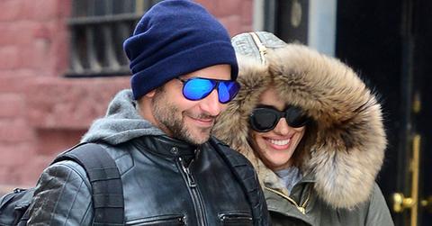 A chatty fan joins Bradley Cooper and girlfriend Irina on their Romantic Walk **USA ONLY**