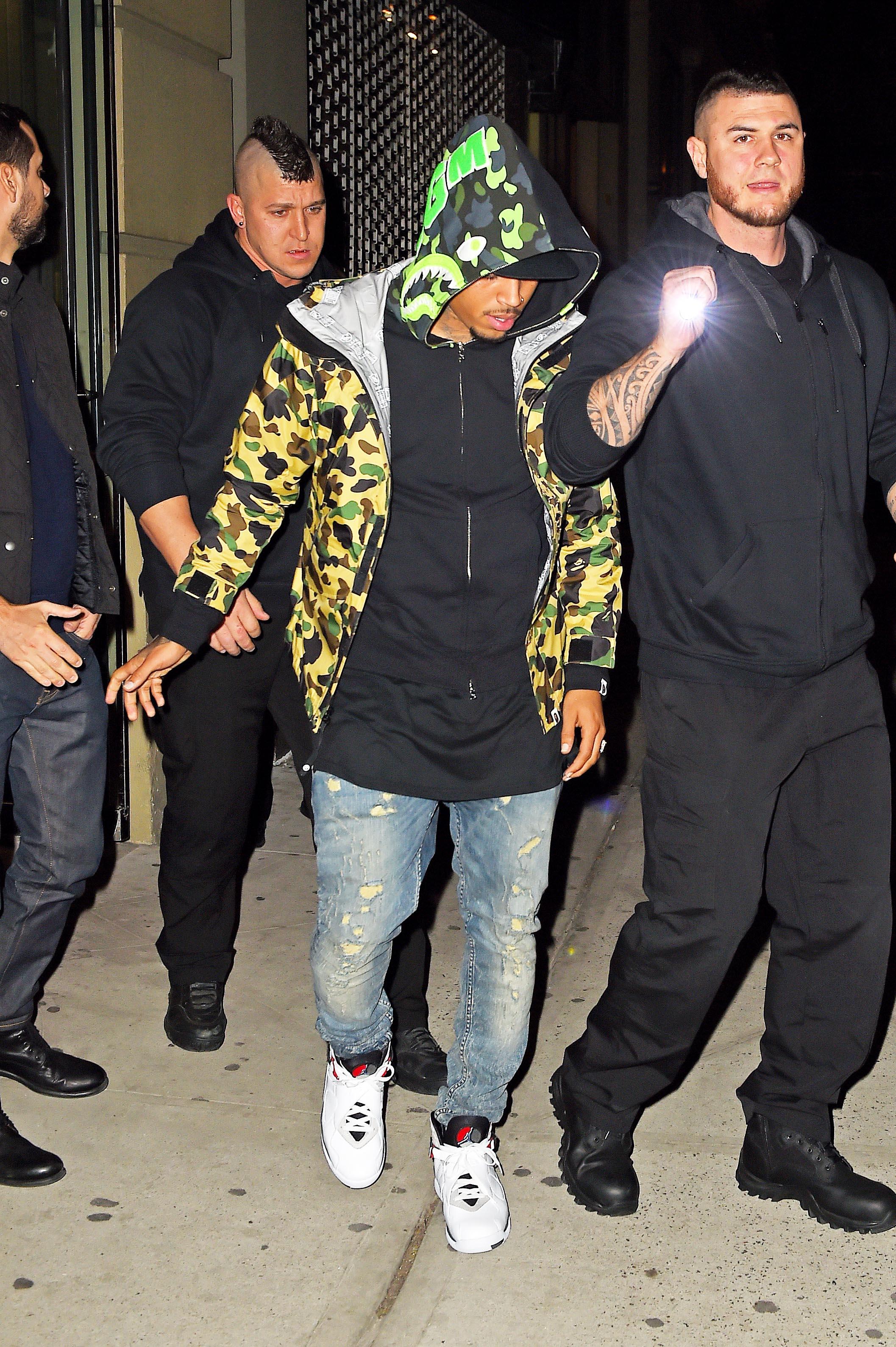 Chris Brown and girlfriend Karrueche Tran seen leaving an art gallery in Chelsea