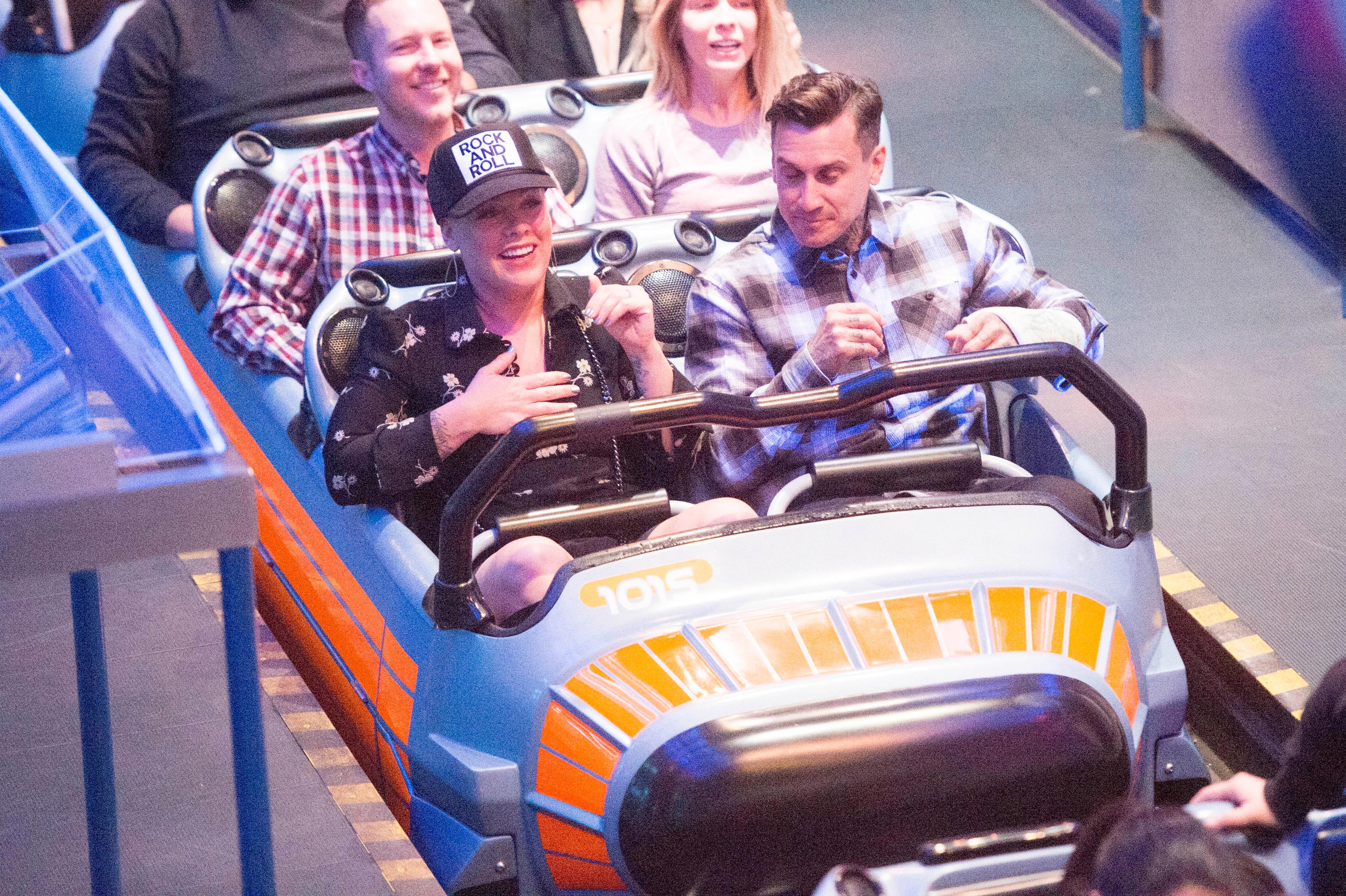 Pink And Carey Hart Ride Roller Coaster During Date Night At