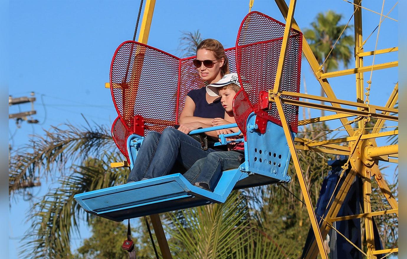 *EXCLUSIVE* January Jones and her son Xander ride the ferris wheel in Venice Beach