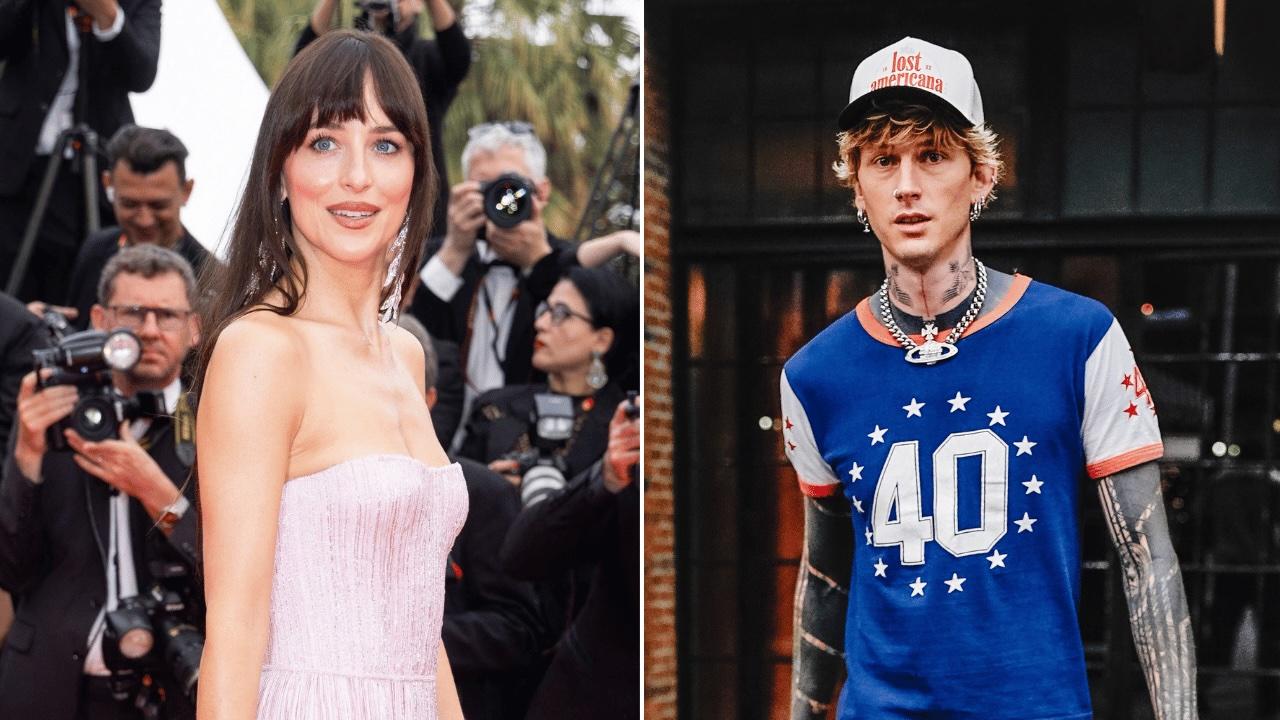 Photo of Dakota Johnson and Machine Gun Kelly reportedly 'hit it off' after reconnecting at Taylor Swift and Travis Kelce's wedding in July.