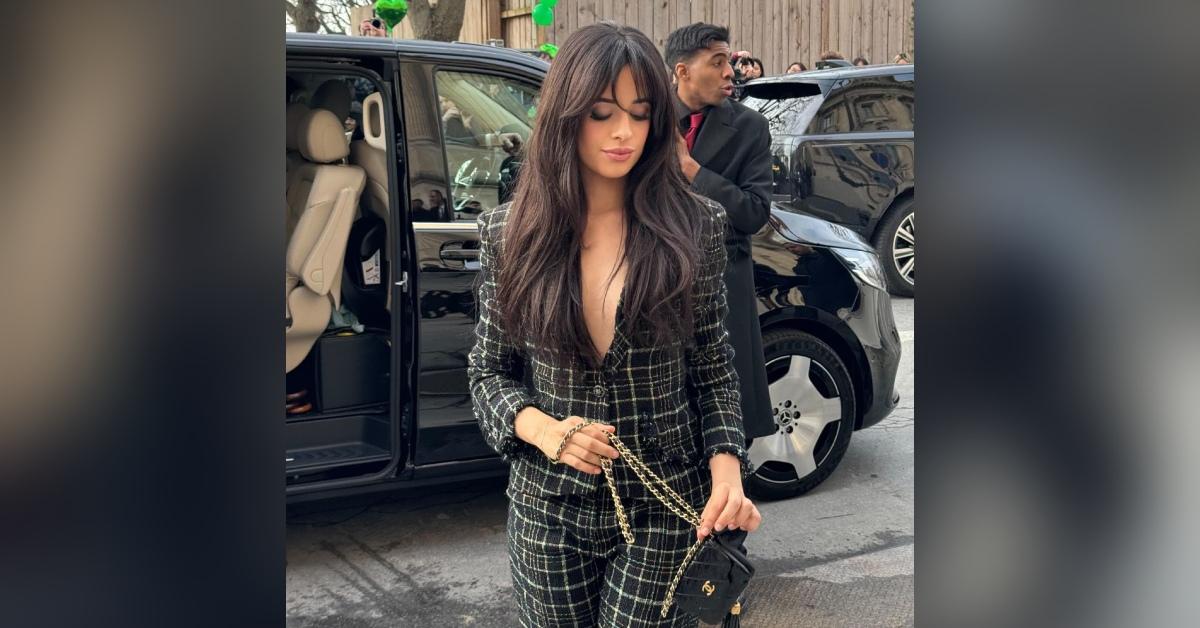 camila cabello low cut blazer paris fashion week boyfriend henry junior chalhoub photos