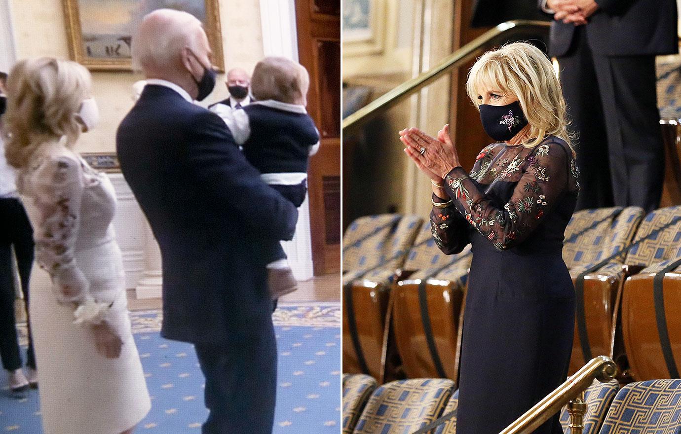 first lady jill biden wears the same dress for joint address as she did on inauguration night ok