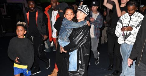 kanye wests bianca censori holds chicago kim kardashian