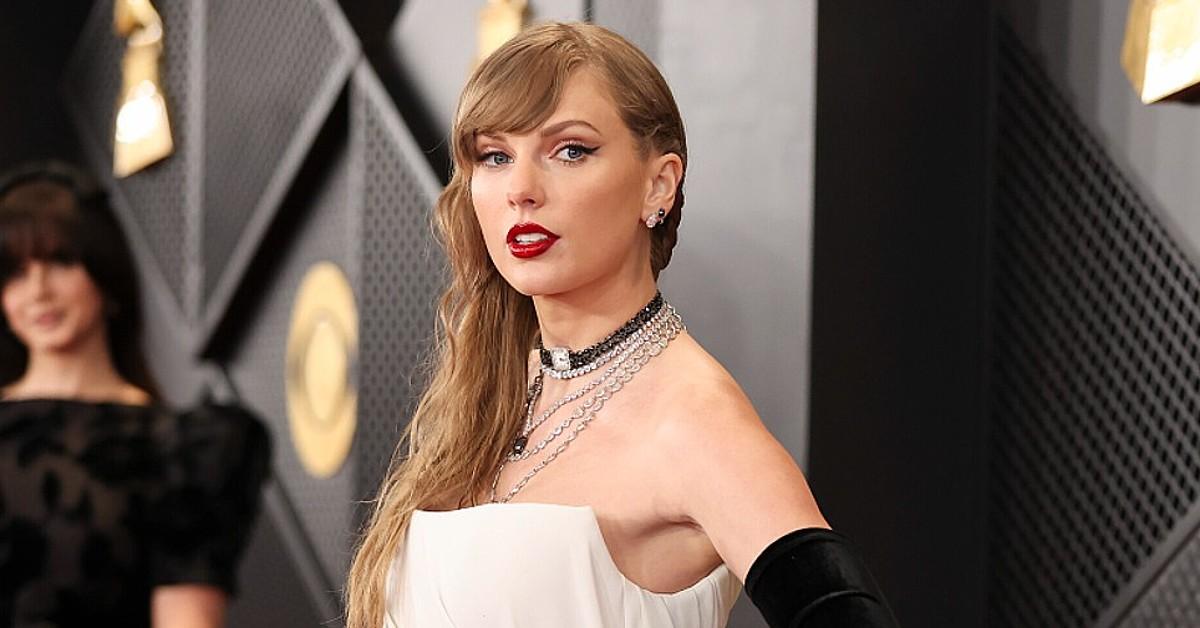 Taylor Swift Arrives Solo To 66th Annual Grammy Awards