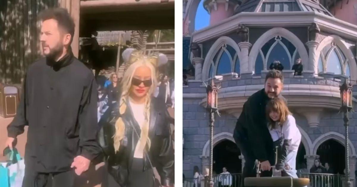 image of Christina Aguilera visited Disneyland Paris with her family.