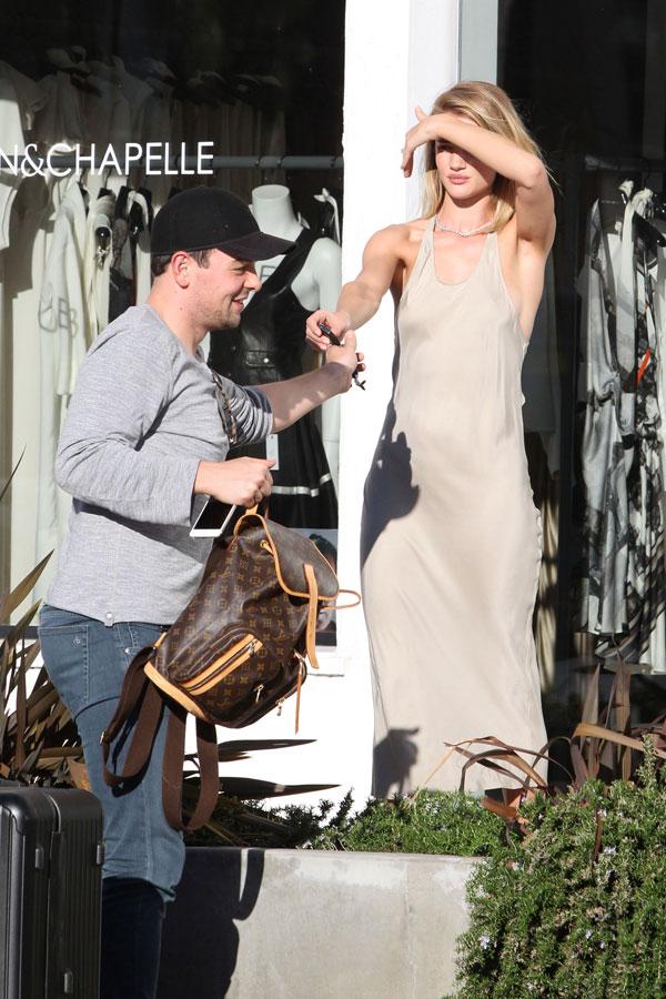 Nip Slip! Rosie Huntington-Whiteley Goes Braless In A Sexy Silk Nude  Colored Dress