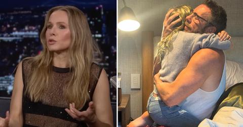 Photo of Kristen Bell on 'The Tonight Show' and a photo of Kristen Bell hugging Dax Shepard
