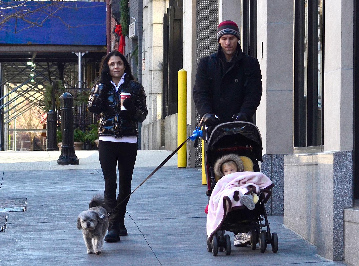 Bethenny Frankel with daughter Bryn as they take their dog for a