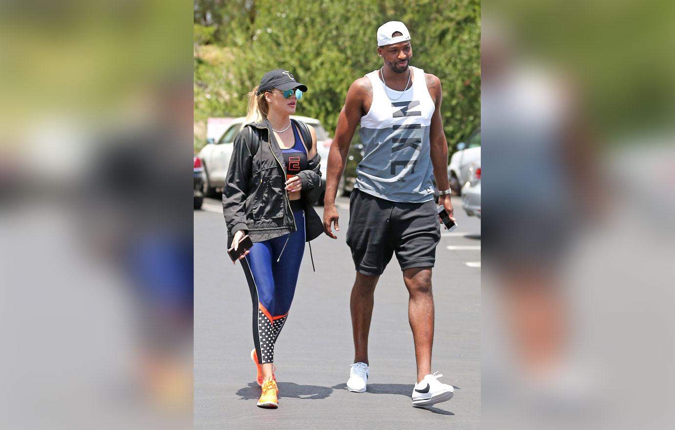 *EXCLUSIVE* Khloe Kardashian and her boyfriend Tristan Thompson head to lunch after their workout