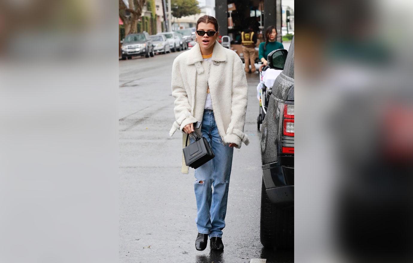 *EXCLUSIVE* Sofia Richie looks cozy in a shearling coat for a rarely rainy day in LA