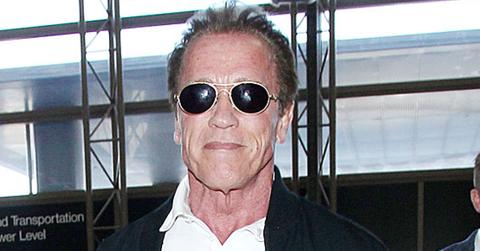 Arnold Schwarzenegger arrives at the Los Angeles International Airport **NO DAILY MAIL SALES**