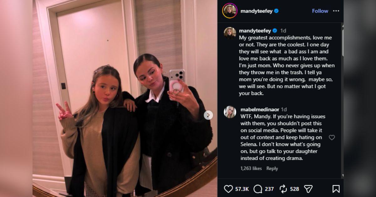 image of Selena Gomez's mother quickly clarified that her caption was simply a joke about motherhood.