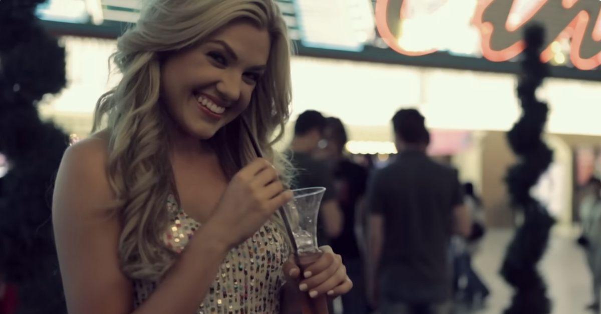 image of Erika Kirk ziplined in the nostalgic music video.