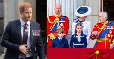 Photo of Prince Harry and an image of the royal family
