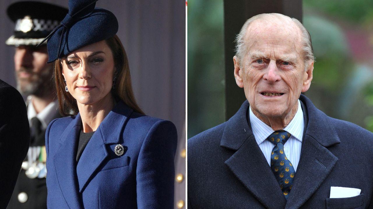 Split photo of Princess Kate and Prince Philip.