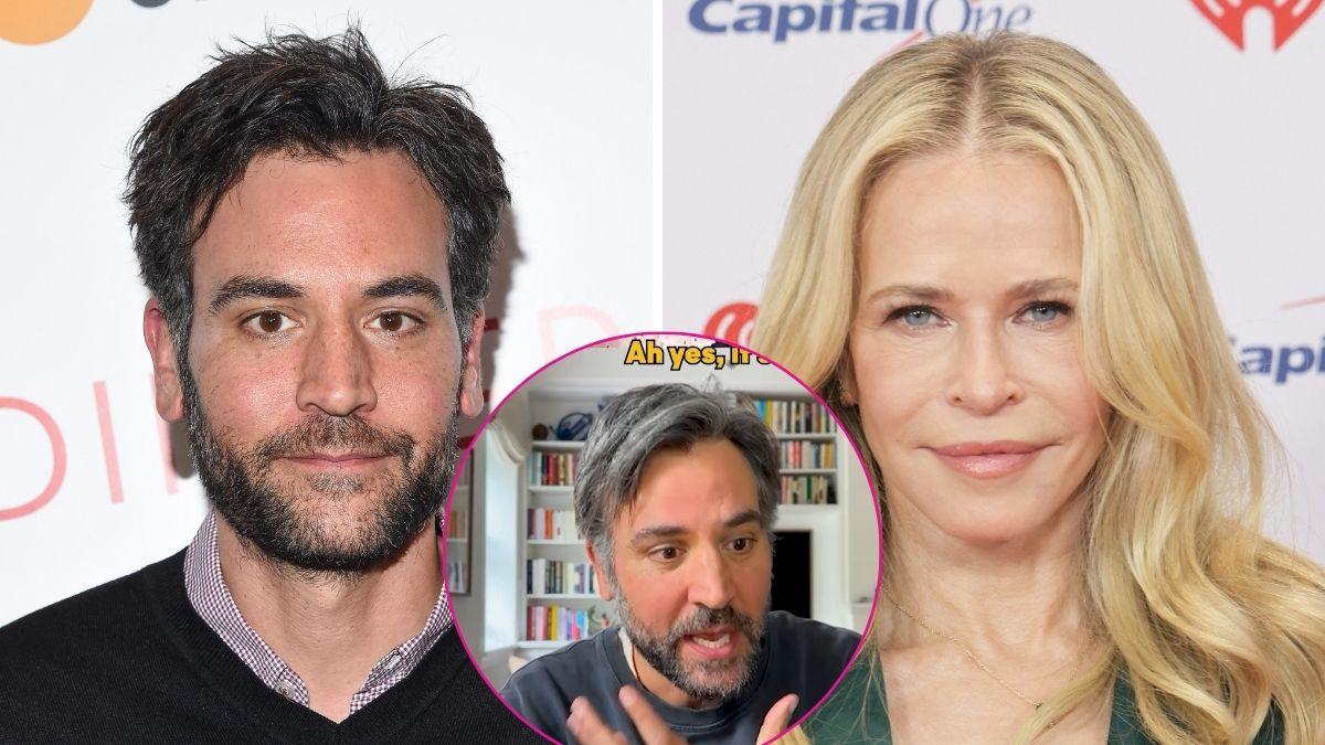 split photo of Josh Radnor & Chelsea Handler