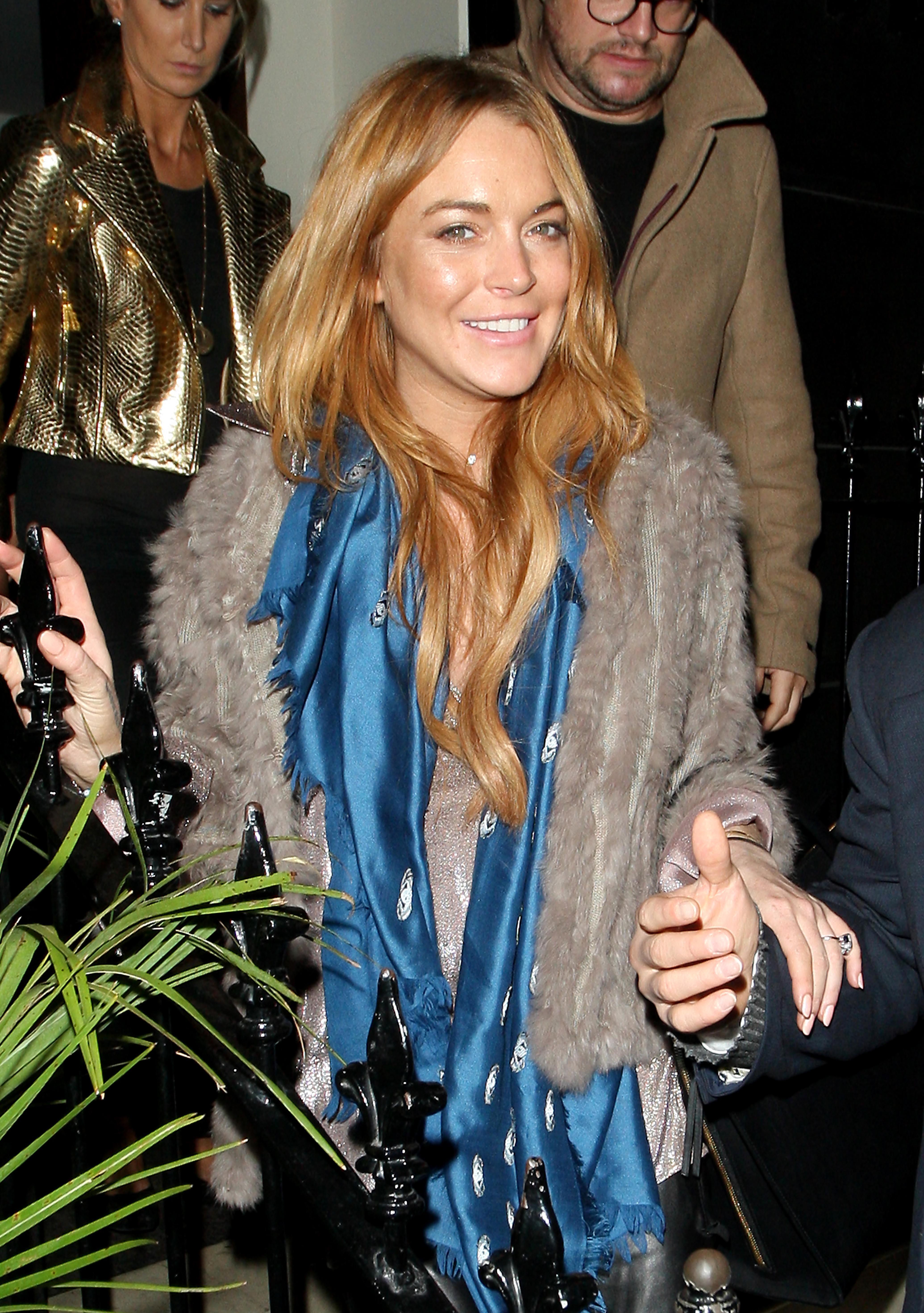 Lindsay Lohan seen leaving Nozomi Restaurant in Knightsbridge