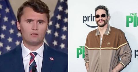image split of Charlie Kirk and Pete Davidson
