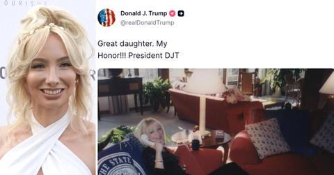 Composite photo of Andrea Catsimatidis and Donald Trump's social media post.