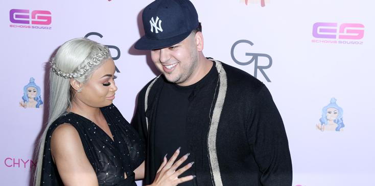 Blac Chyna and Rob Kardashian look happy as can be as they arrive on the purple carpet for her birthday party / Chymoji (emoji) release party at the Hard Rock Cafe in Hollywood, CA