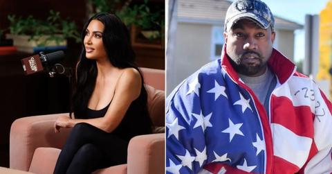 Split photo of Kim Kardashian and Kanye West