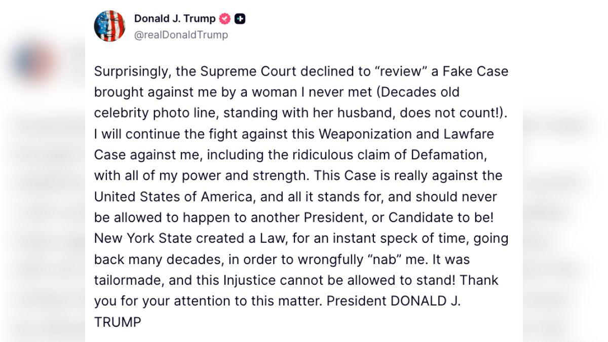 Image of Donald Trump criticized the court's decision on social media.