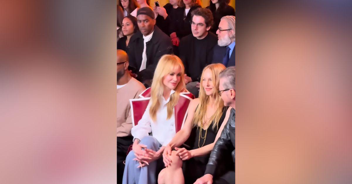 Image of Nicole Kidman sat front row at the Chanel runway show in France.