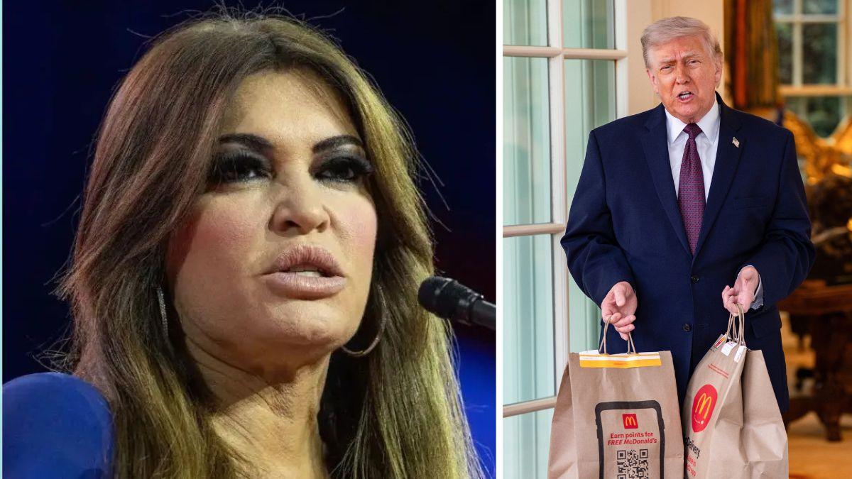 Split photo of Kimberly Guilfoyle and Donald Trump