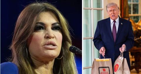 Split photo of Kimberly Guilfoyle and Donald Trump