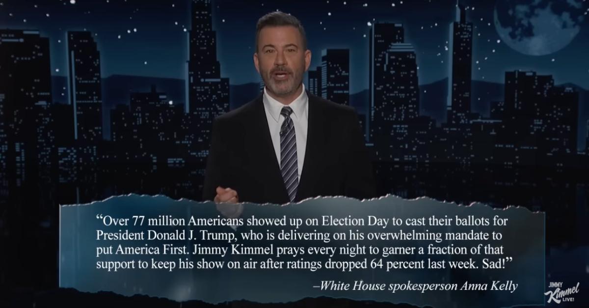 Photo of The White House released a statement and claimed the late-night host 'prays' for approval ratings like Trump.