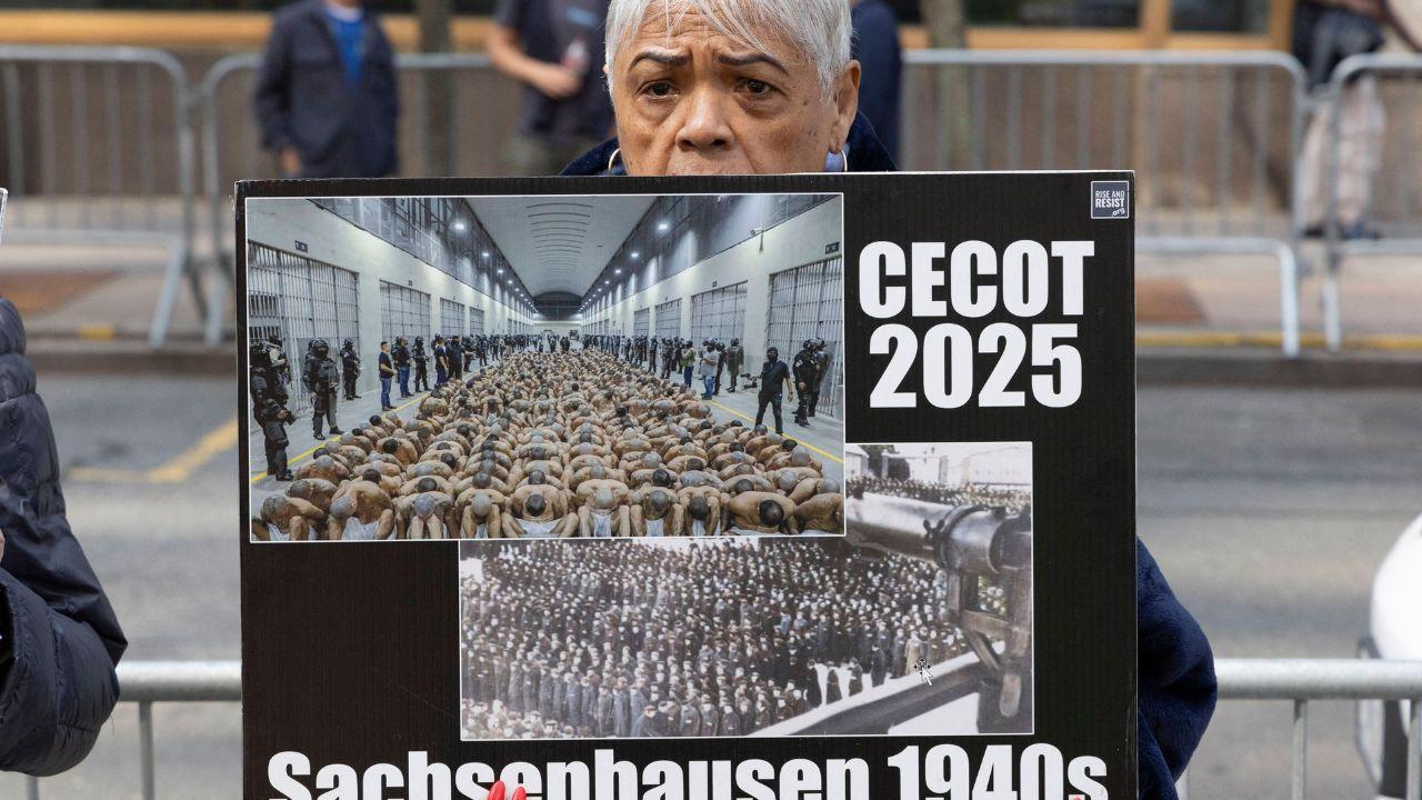 Photo of Watson specifically called out El Salvador prison facility CECOT.