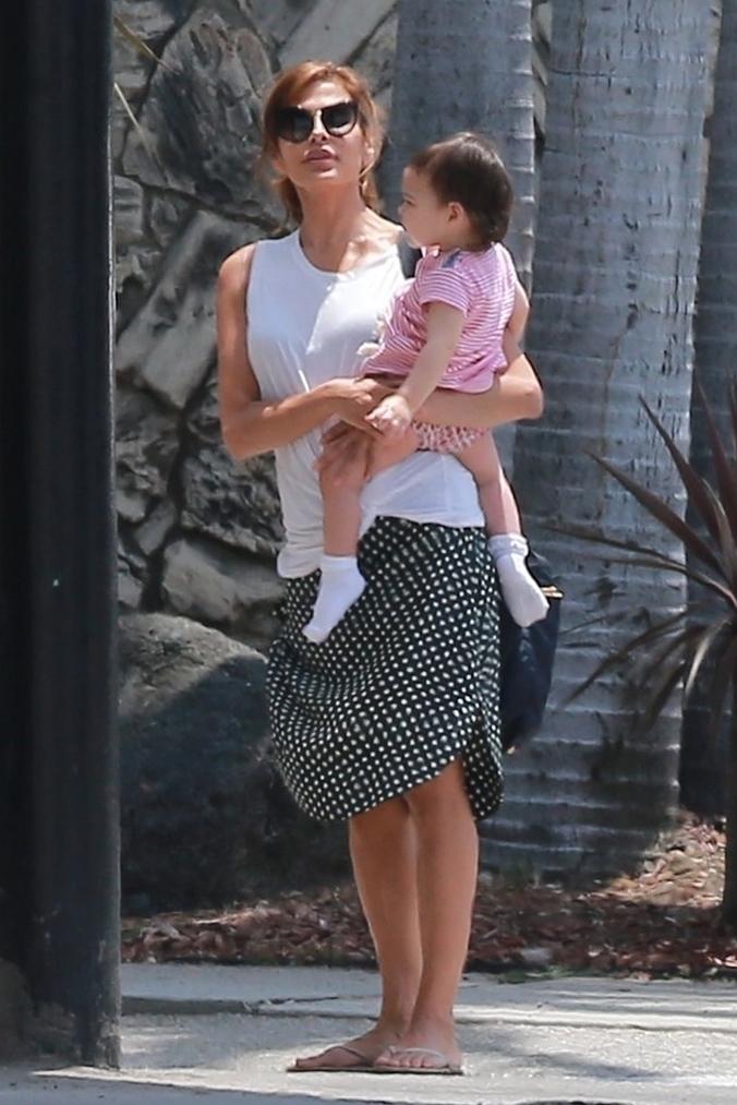 *EXCLUSIVE* Eva Mendes and her sister take the little ones shopping