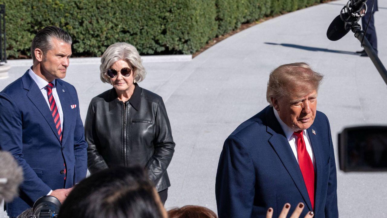 Image of Pete Hegseth, Susie Wiles, and Donald Trump
