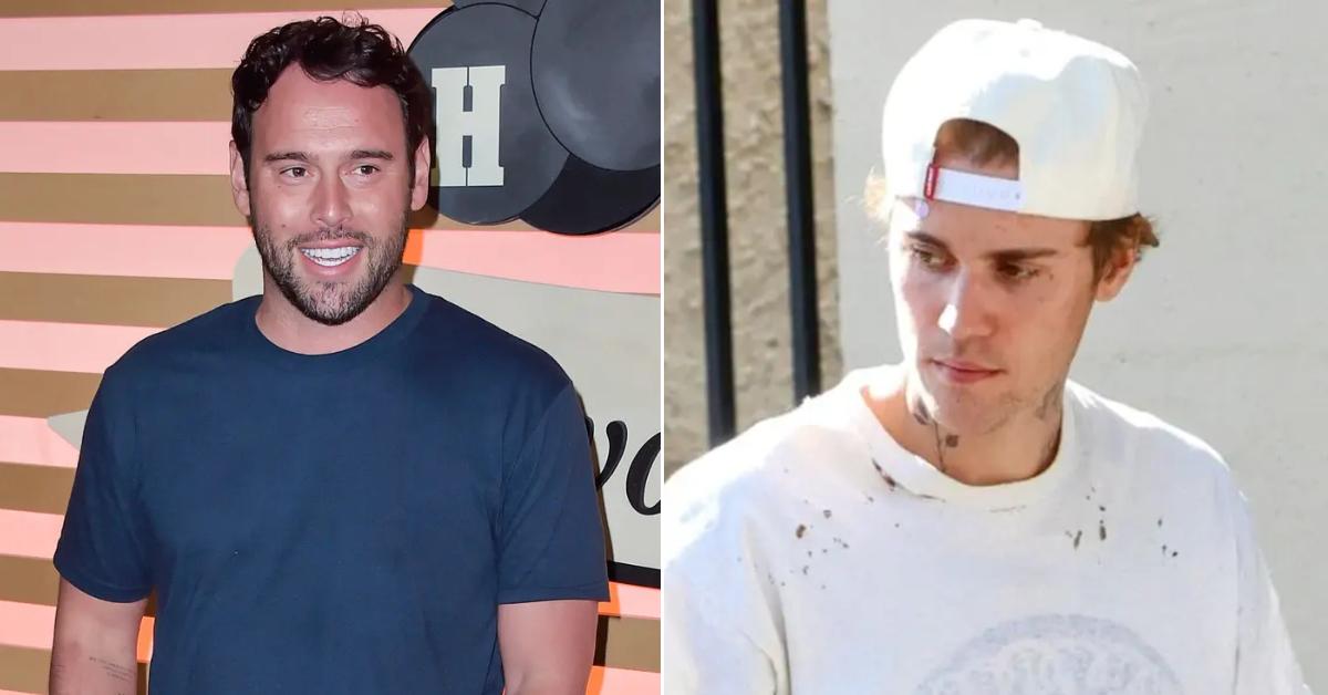 Photo of Scooter Braun; picture of Justin Bieber.