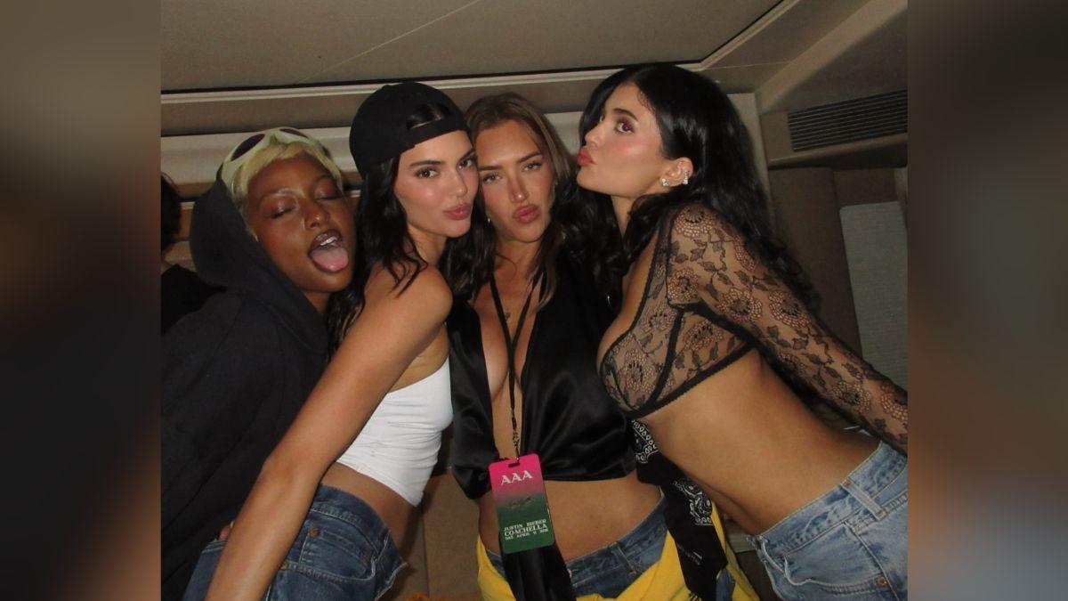 Image of Kylie Jenner partied at Coachella with sister Kendall Jenner.