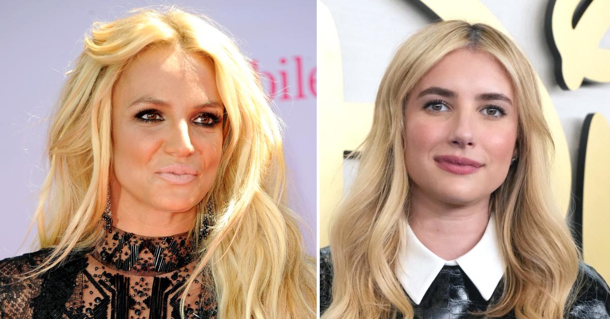 Photo of Britney Spears and a picture of Emma Roberts.