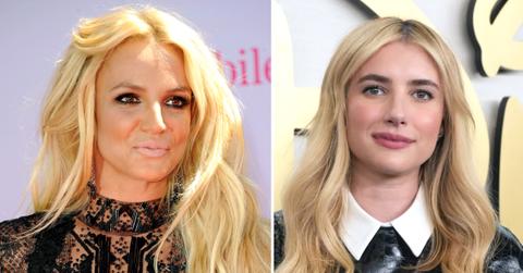Photo of Britney Spears and a picture of Emma Roberts.