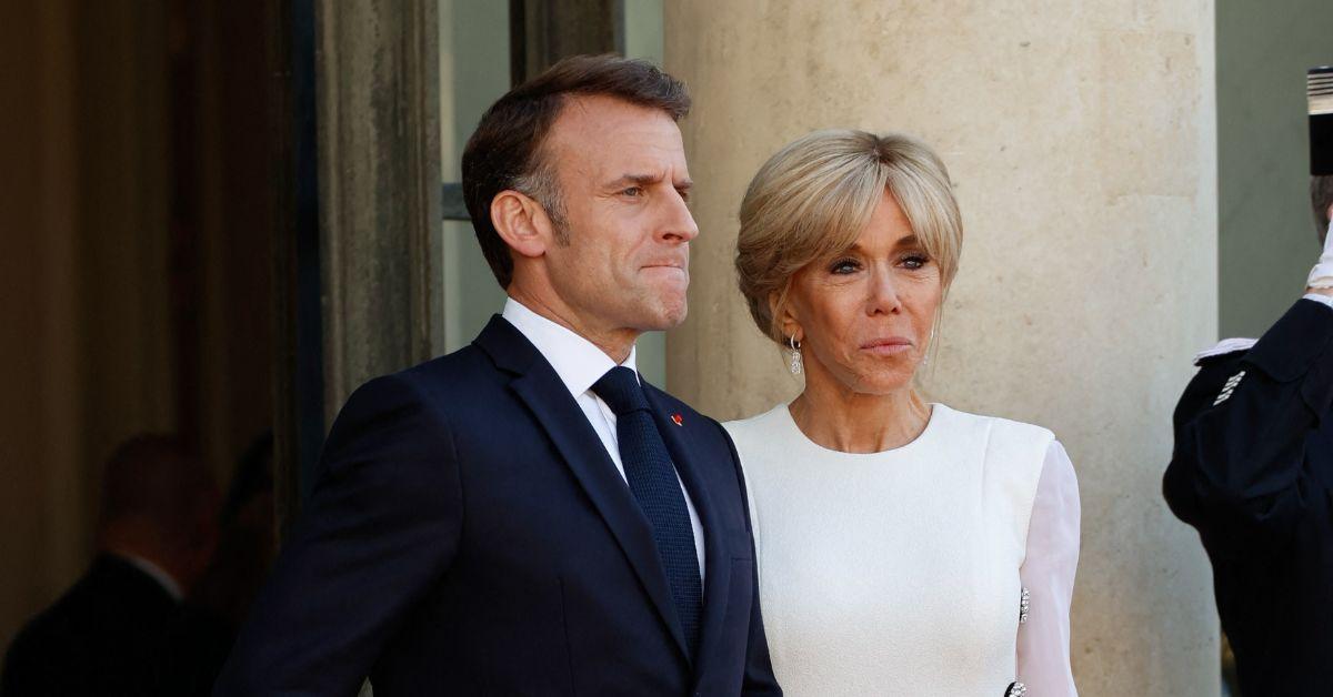 Photo of Emmanuel and Brigitte Macron