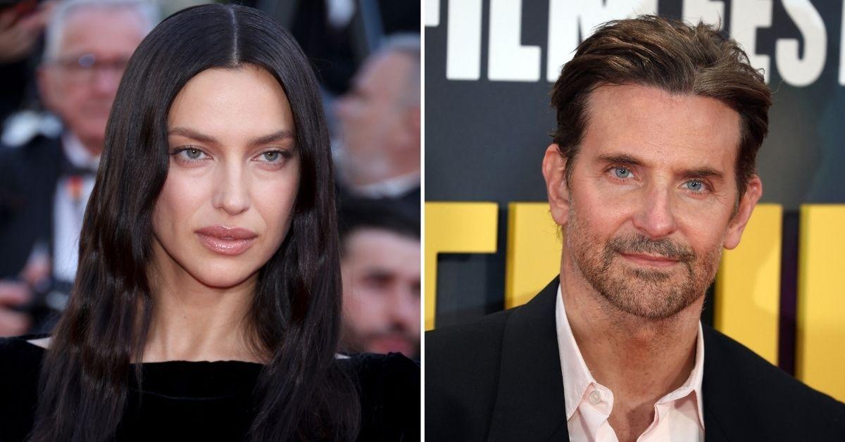 Split photo of Irina Shayk and Bradley Cooper
