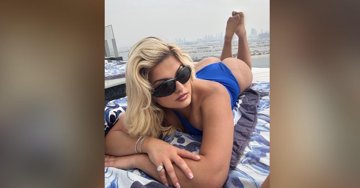 bebe rexha shows cheeky swimsuit while dubai vacation photo