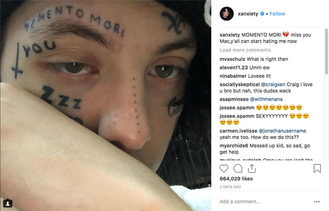 Rapper Lil Xan gets face tattoo dedicated to Mac Miller  Gossie