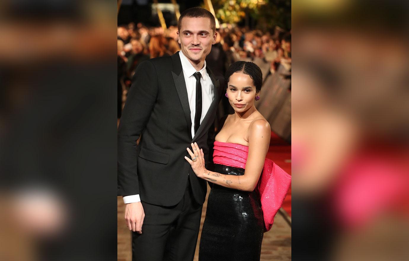 Zoe kravitz karl glusman red carpet appearance engagement 2