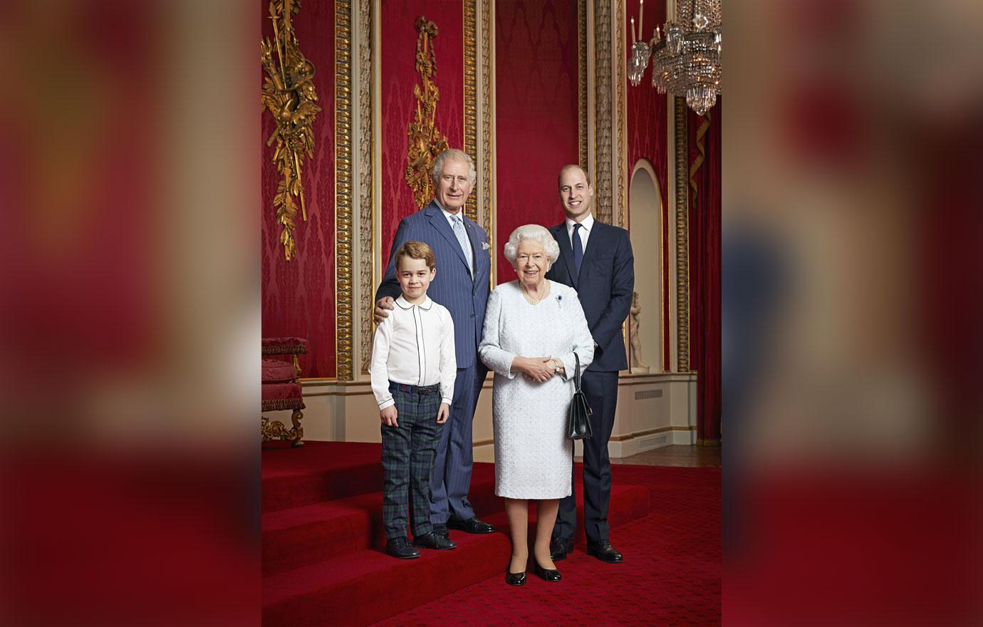 The Queen, Prince George, Prince Charles And Prince William