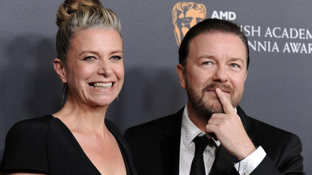Photo of Jane Fallon and Ricky Gervais.