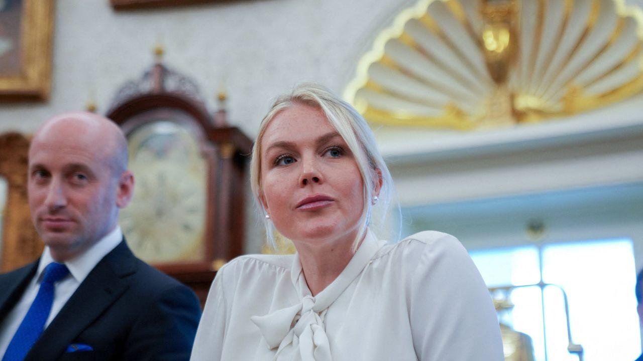 Image of Stephen Miller and Karoline Leavitt