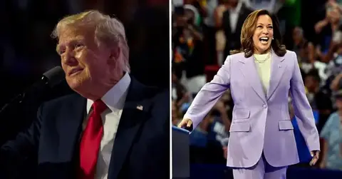 Split photo of Donald Trump and Kamala Harris