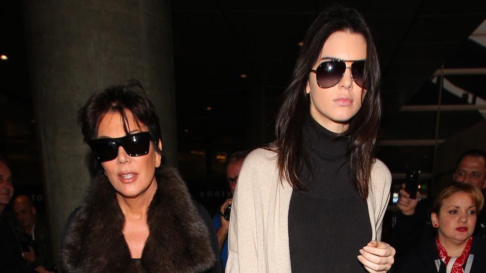 Kendall Jenner and Kris Jenner arrive at Los Angeles International Airport, LAX, on a flight from Paris