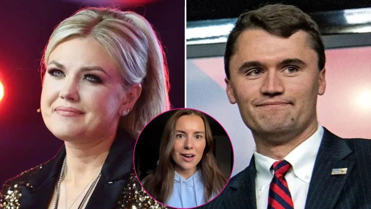 composite photo of charlie and erika kirk and aubrey laitsch