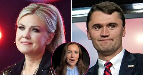 composite photo of charlie and erika kirk and aubrey laitsch